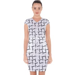 Precision Pursuit: Hunting Motif Black And White Pattern Capsleeve Drawstring Dress  by dflcprintsclothing