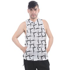 Precision Pursuit: Hunting Motif Black And White Pattern Men s Sleeveless Hoodie by dflcprintsclothing