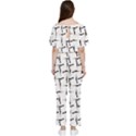 Precision Pursuit: Hunting Motif Black and White Pattern Batwing Lightweight Chiffon Jumpsuit View2