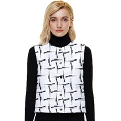 Precision Pursuit: Hunting Motif Black And White Pattern Women s Short Button Up Puffer Vest by dflcprintsclothing