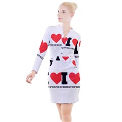 I Love Christopher  Button Long Sleeve Dress by ilovewhateva