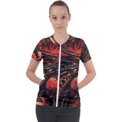 Dragon Fire Short Sleeve Zip Up Jacket by Semog4