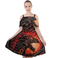 Dragon Fire Cut Out Shoulders Chiffon Dress by Semog4