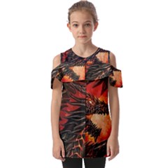 Dragon Fire Fold Over Open Sleeve Top by Semog4