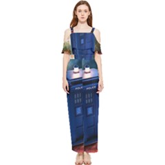 The Police Box Tardis Time Travel Device Used Doctor Who Draped Sleeveless Chiffon Jumpsuit by Semog4