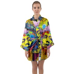 Psychedelic Rock Jimi Hendrix Long Sleeve Satin Kimono by Semog4