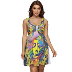 Psychedelic Rock Jimi Hendrix Ruffle Strap Babydoll Chiffon Dress by Semog4