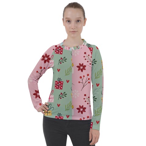 Flat Christmas Pattern Collection Women s Pique Long Sleeve Tee by Semog4