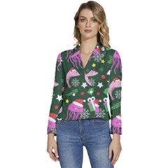 Colorful Funny Christmas Pattern Women s Long Sleeve Revers Collar Cropped Jacket by Semog4