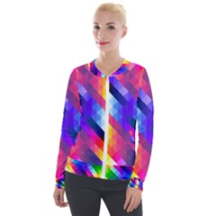 Abstract Background Colorful Pattern Velvet Zip Up Jacket by Semog4