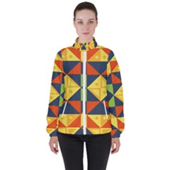 Background Geometric Color Women s High Neck Windbreaker by Semog4