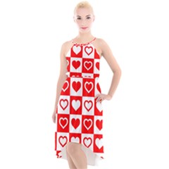 Background Card Checker Chequered High-low Halter Chiffon Dress  by Semog4