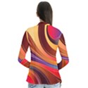 Abstract Colorful Background Wavy Drape Collar Cardigan View2