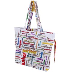 Writing Author Motivation Words Drawstring Tote Bag by Semog4