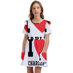 I Love Charles  Kids  Frilly Sleeves Pocket Dress by ilovewhateva