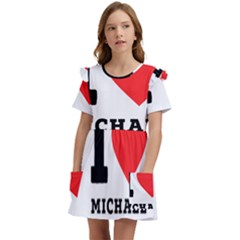 I Love Michael Kids  Frilly Sleeves Pocket Dress by ilovewhateva