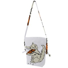 Cat Playing The Violin Art Folding Shoulder Bag by oldshool