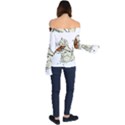 Cat Playing The Violin Art Off Shoulder Long Sleeve Top View2