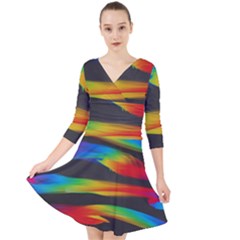 Colorful Background Quarter Sleeve Front Wrap Dress by Semog4