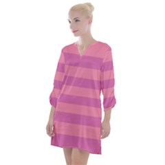 Pink Stripes Striped Design Pattern Open Neck Shift Dress by Semog4