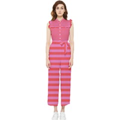 Stripes-striped-design-pattern Women s Frill Top Chiffon Jumpsuit by Semog4