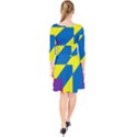 Colorful-red-yellow-blue-purple Quarter Sleeve Front Wrap Dress View2