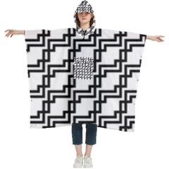 Pattern-monochrome-repeat Women s Hooded Rain Ponchos by Semog4