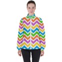 Chevron-pattern-design-texture Women s High Neck Windbreaker View1