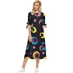 Abstract-background-retro-60s-70s Bow Sleeve Chiffon Midi Dress by Semog4