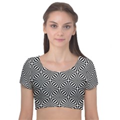 Background-pattern-halftone Velvet Short Sleeve Crop Top  by Semog4