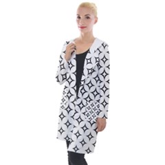 Star-curved-pattern-monochrome Hooded Pocket Cardigan by Semog4