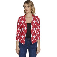 Hearts-pattern-seamless-red-love Women s Casual 3/4 Sleeve Spring Jacket by Semog4