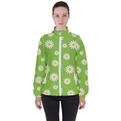 Daisy-flowers-floral-wallpaper Women s High Neck Windbreaker by Semog4