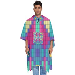 Checkerboard-squares-abstract--- Men s Hooded Rain Ponchos by Semog4