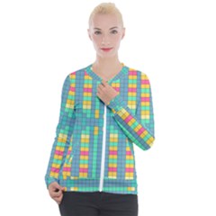 Checkerboard-squares-abstract- Casual Zip Up Jacket by Semog4