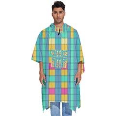 Checkerboard-squares-abstract- Men s Hooded Rain Ponchos by Semog4