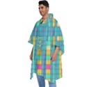 Checkerboard-squares-abstract- Men s Hooded Rain Ponchos View2