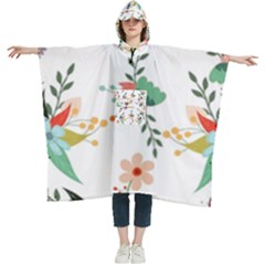 Floral-backdrop-pattern-flower Women s Hooded Rain Ponchos by Semog4