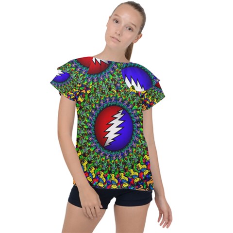 Grateful Dead Ruffle Collar Chiffon Blouse by Semog4