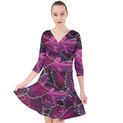 Abstract Beautiful Beauty Bright Quarter Sleeve Front Wrap Dress by Semog4