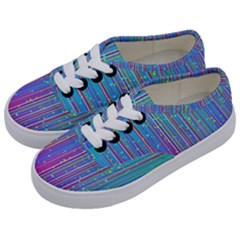 Blue Magenta Speckles Line Kids  Classic Low Top Sneakers by Semog4