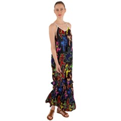 Grateful Dead Pattern Cami Maxi Ruffle Chiffon Dress by Semog4