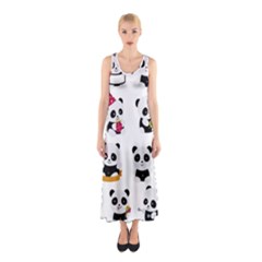 Playing Pandas Cartoons Sleeveless Maxi Dress by Semog4