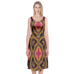 Kaleidoscope Art Pattern Ornament Midi Sleeveless Dress by Semog4