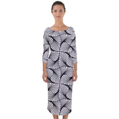 Abstract Seamless Pattern Quarter Sleeve Midi Bodycon Dress by Semog4