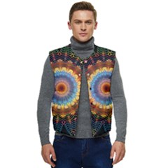 Colorful Prismatic Chromatic Men s Short Button Up Puffer Vest	 by Semog4