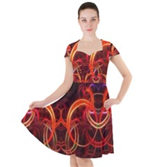 Background Fractal Abstract Cap Sleeve Midi Dress by Semog4