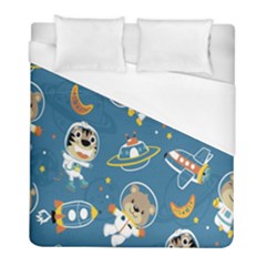 Seamless Pattern Funny Astronaut Outer Space Transportation Duvet Cover (full/ Double Size) by Semog4