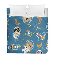 Seamless Pattern Funny Astronaut Outer Space Transportation Duvet Cover Double Side (full/ Double Size) by Semog4