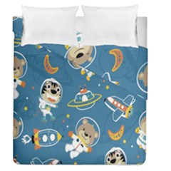 Seamless Pattern Funny Astronaut Outer Space Transportation Duvet Cover Double Side (queen Size) by Semog4